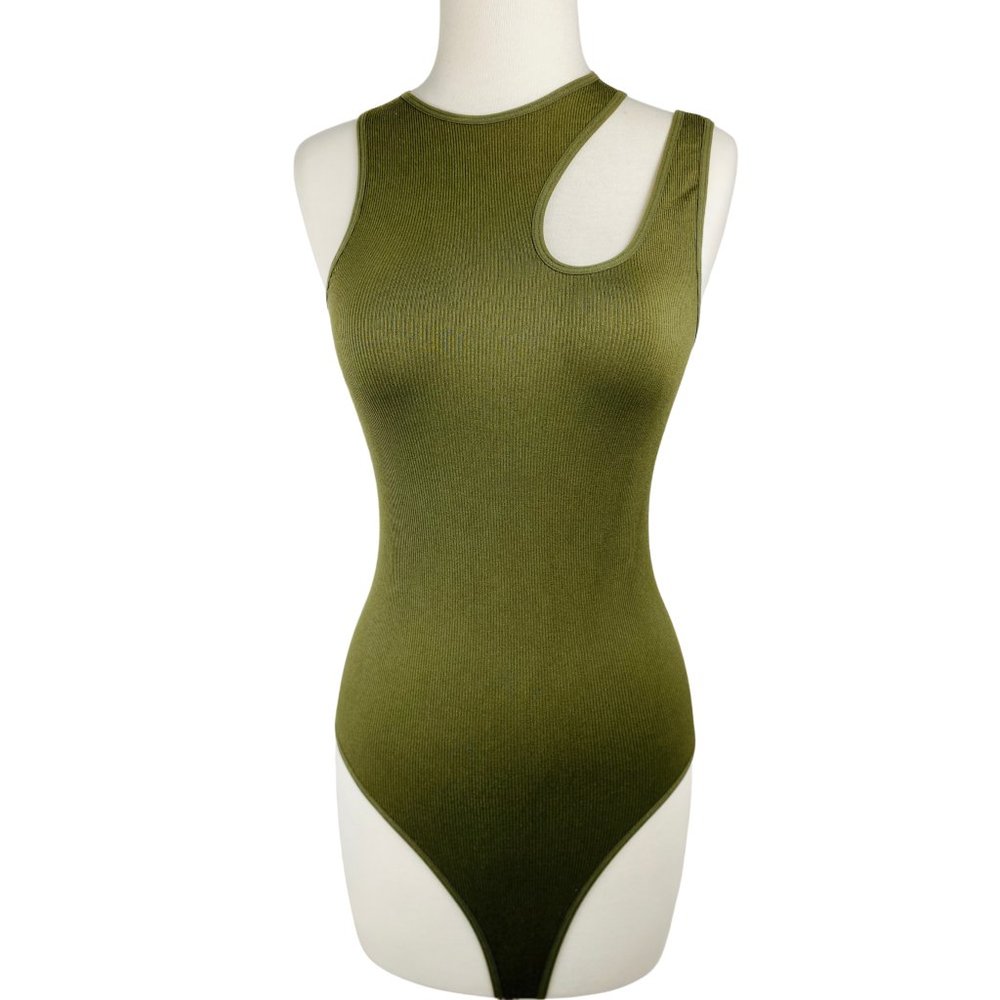 Fitted One-Shoulder Cutout Bodysuit